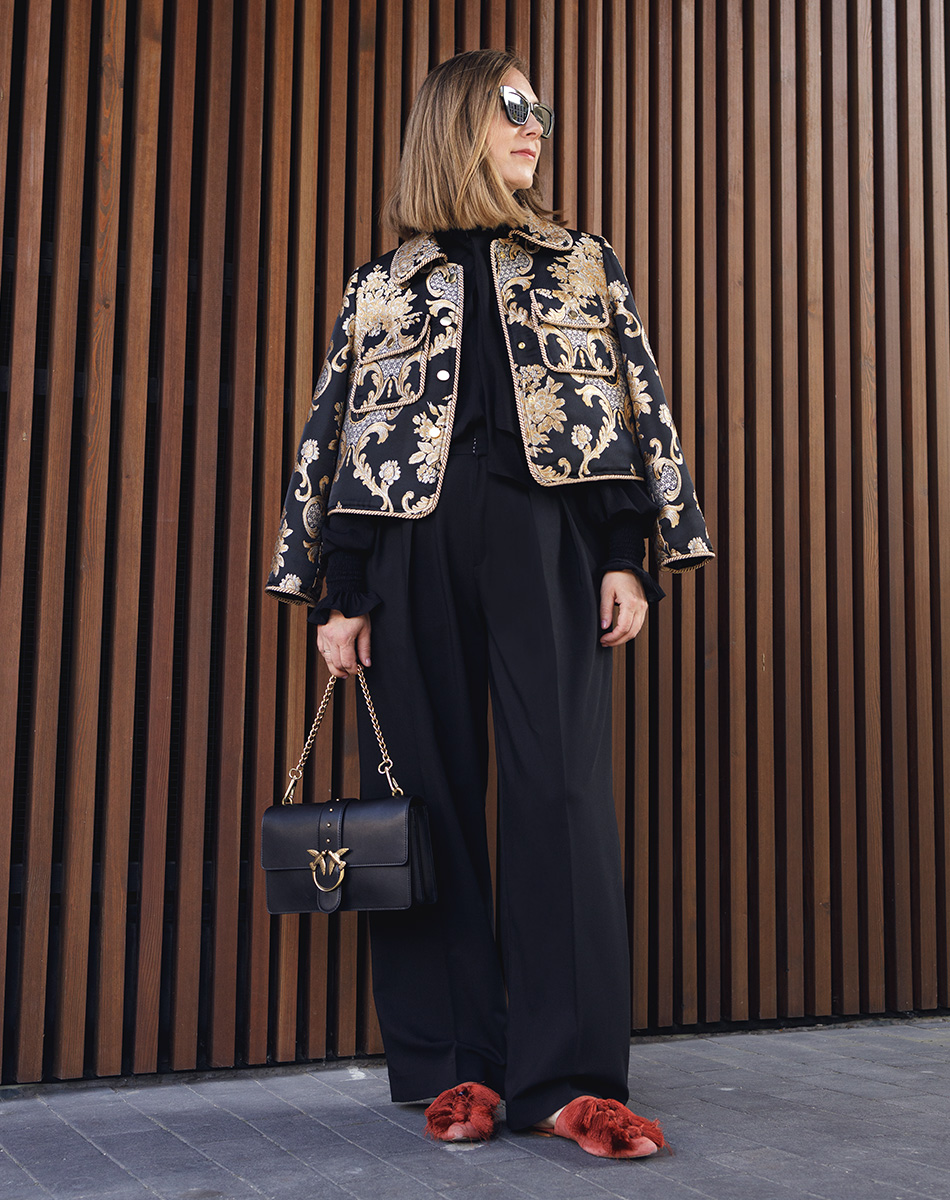 żakardowy żakiet / haftowany żakiet